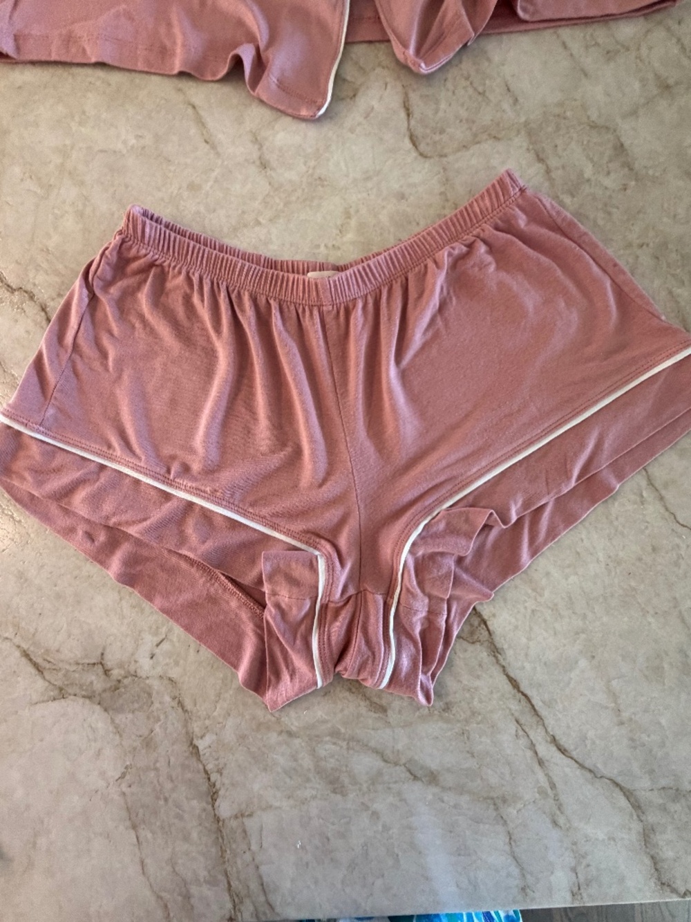 Eberjey Gisele Shortie Short Pajama Set in Berry Blush with Ivory Size XS - Picture 5 of 13